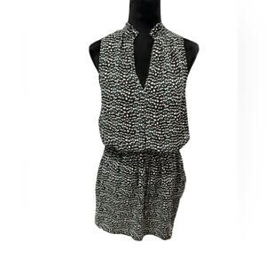 Chelsea28 Black-Teal Geometric Foulard Dress Women's Size S - NWT